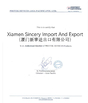 China Xiamen Sincery Im.&amp; Ex. Co., Ltd. zertifizierungen